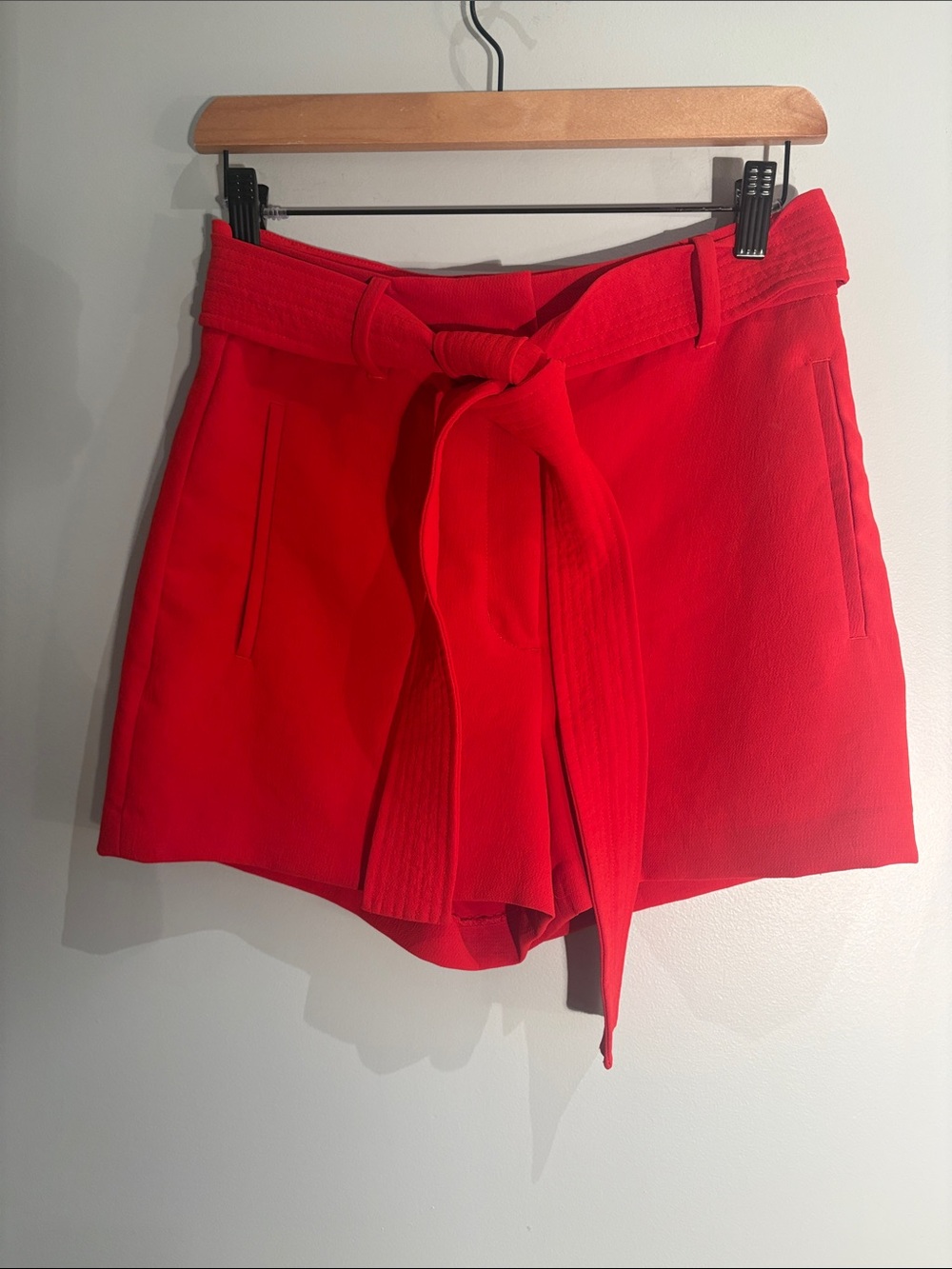 Wilfred Aritzia Red High-Waisted Belted Tailored Shorts / Size 6
